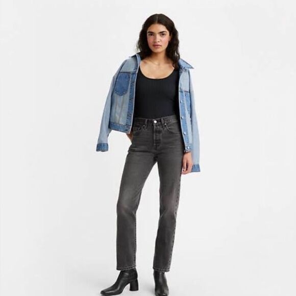 Levi’s Premium Fit Button Fly 501 Faded washed Black Ankle High Rise size 27 - Picture 1 of 12
